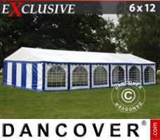 Juhlateltat Exclusive 6x12m PVC, Sininen/Valkoinen